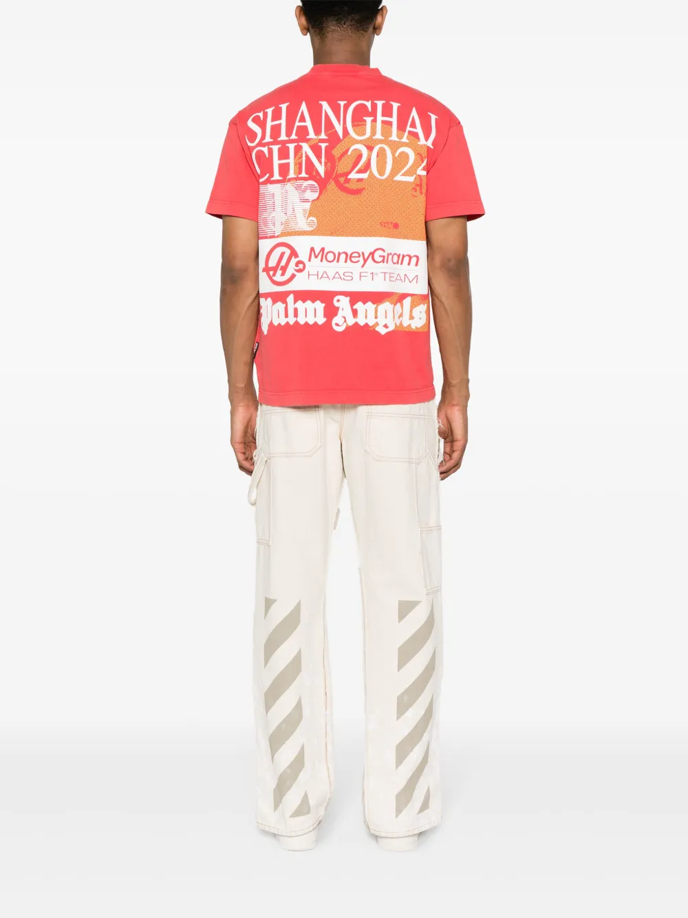 Palm Angels x MoneyGram katoenen T-shirt - Rood