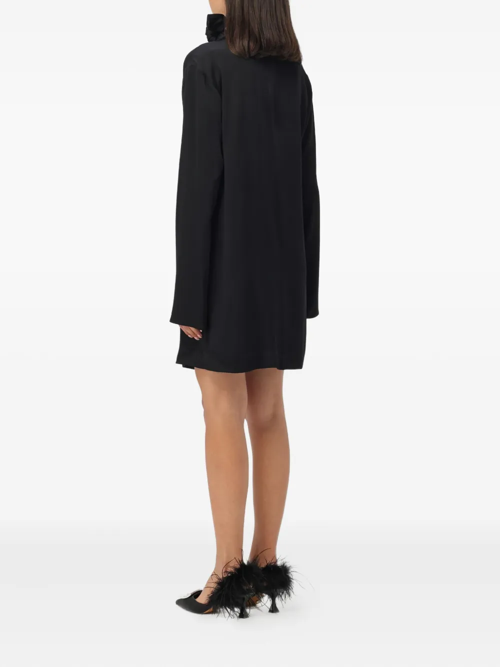 Semicouture Jurk met zak en gestrikte hals Zwart