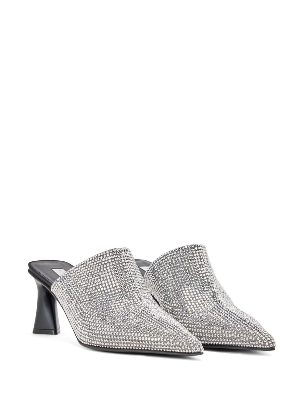 Shop Stella Mccartney Embellished Pointed-toe Mules In Silver