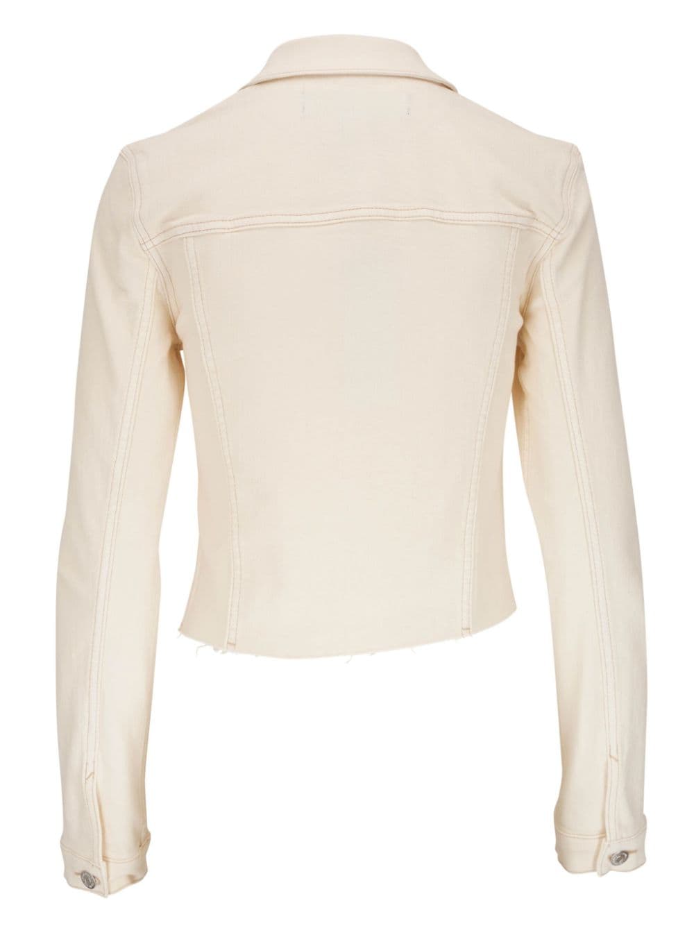 Shop Veronica Beard Raw-cut Hem Denim Jacket In Neutrals