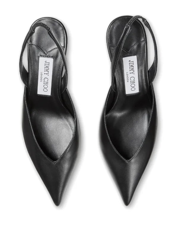JIMMY CHOO 黒 レザースリングバックパンプス