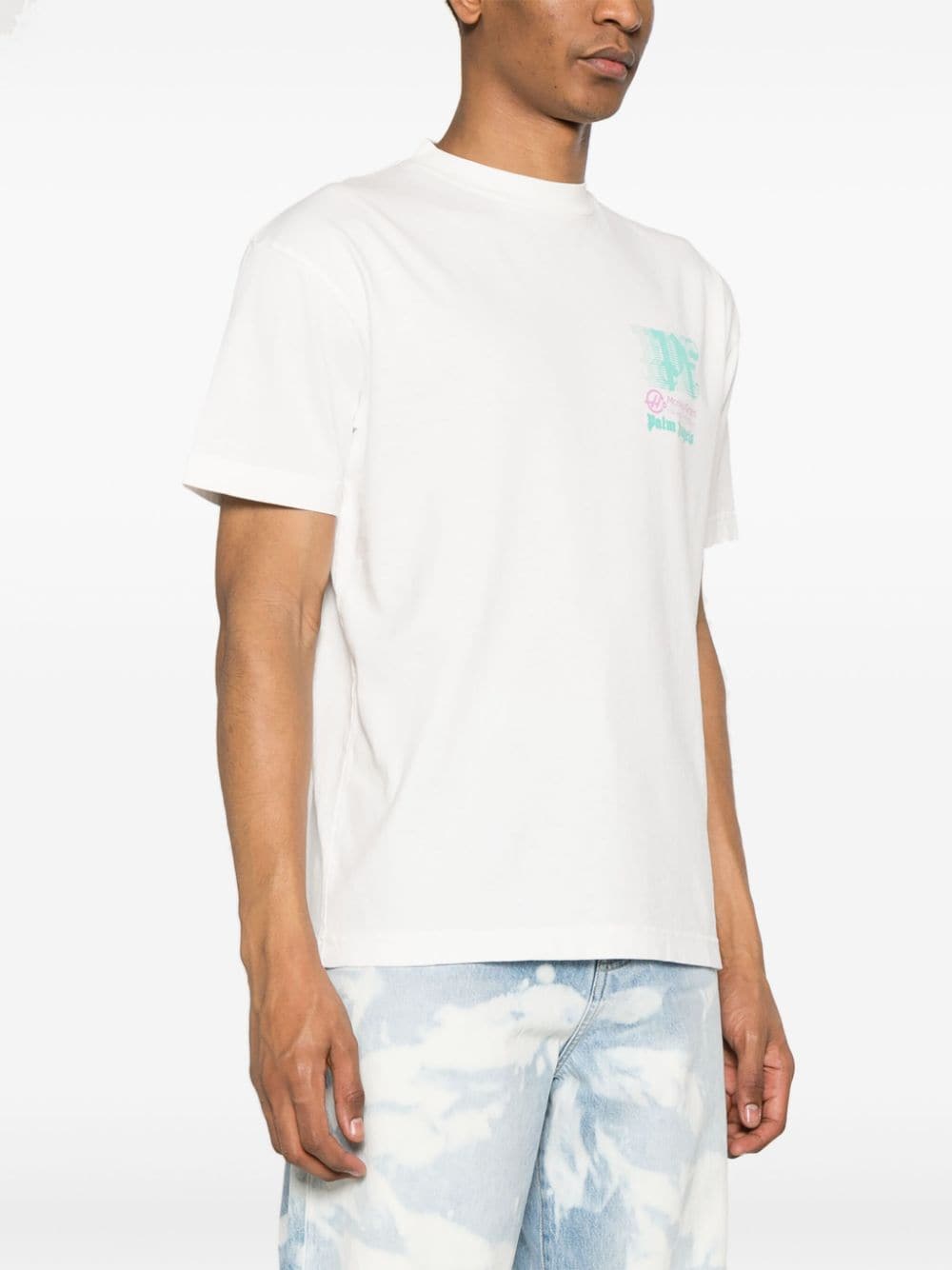 Shop Palm Angels X Moneygram Haas F1 Cotton T-shirt In White