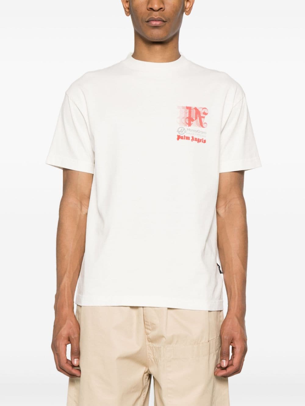 Shop Palm Angels X Moneygram Haas F1 Cotton T-shirt In White