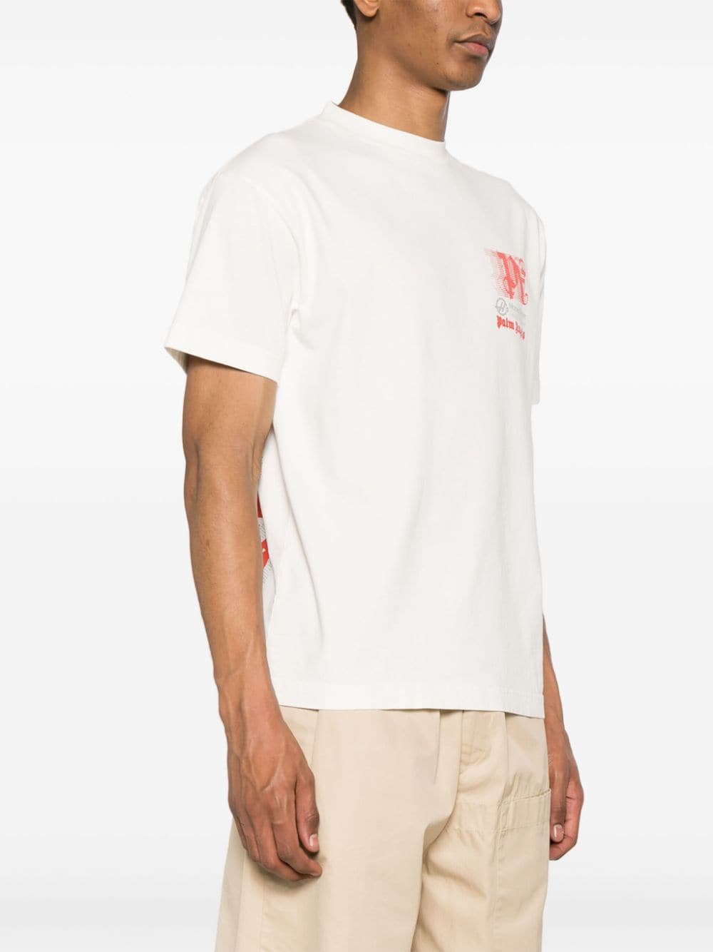 Shop Palm Angels X Moneygram Haas F1 Cotton T-shirt In White