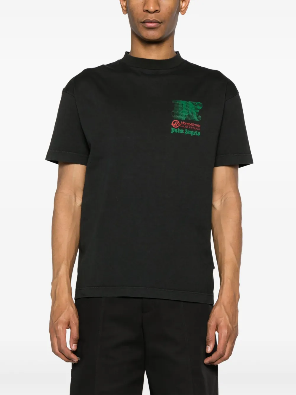 Palm Angels X Moneygram Haas F1 Cotton T-shirt In Black