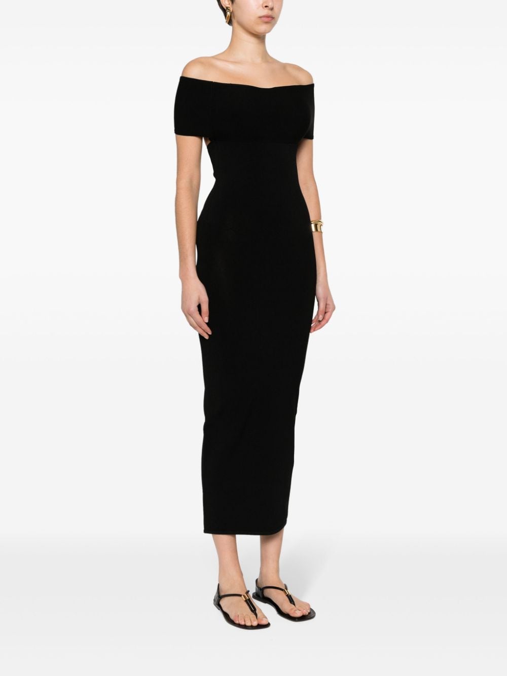 Shop Totême Fine-knit Maxi Dress In Black