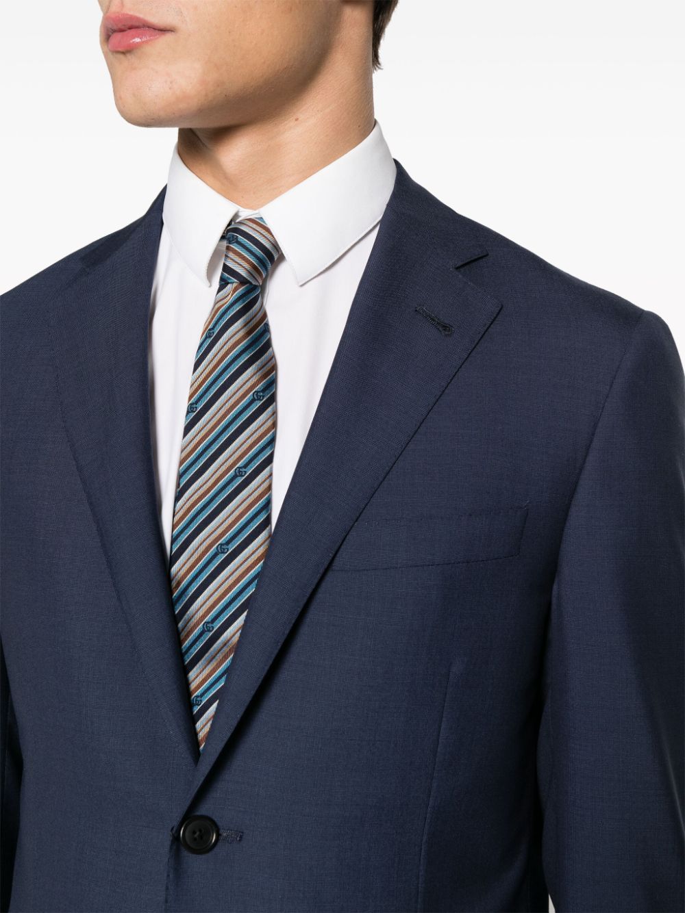 Shop Corneliani Virgin-wool Single-breasted Suit In Blue