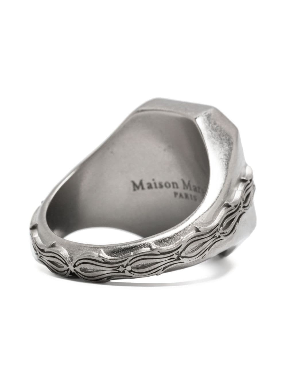 Shop Maison Margiela Enamel Rhinestone-embellished Signet Ring In Silber