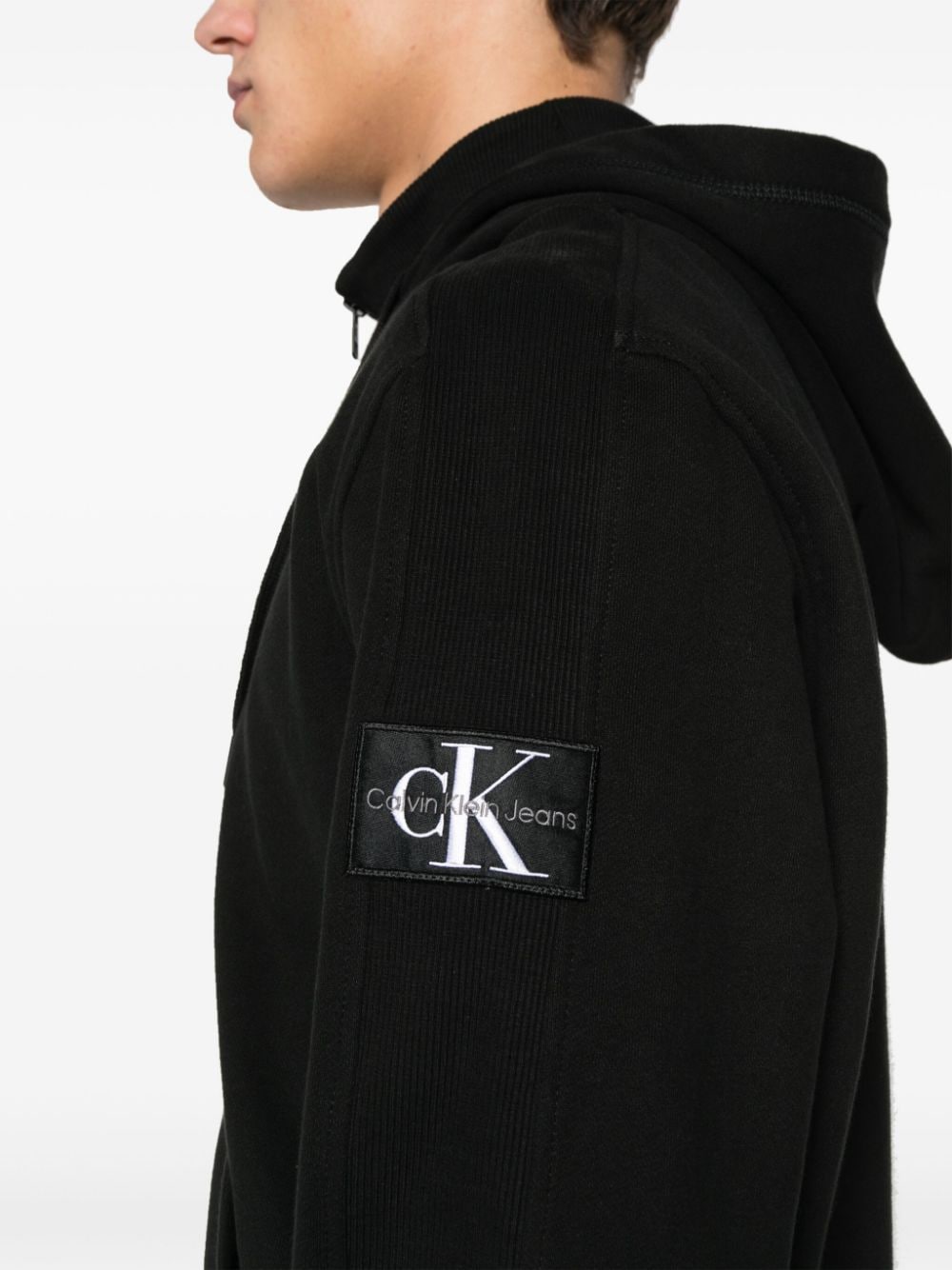 Shop Calvin Klein Jeans Est.1978 Cotton Zip-up Hoodie In Black