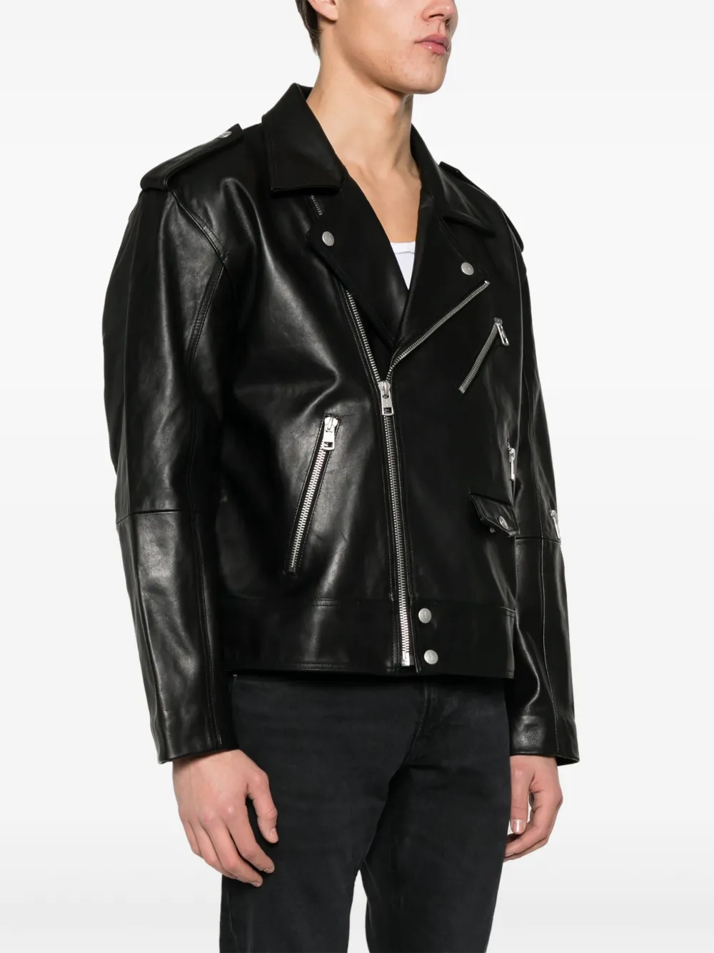 Calvin Klein Jeans Biker Leather Jacket - Farfetch