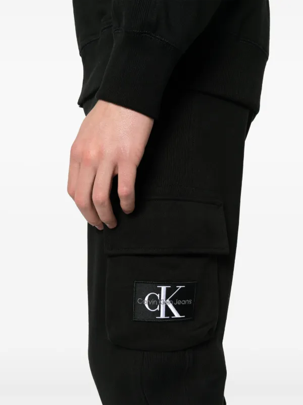 Calvin Klein Jeans logo-patch Cotton track-pants Black FARFETCH GE