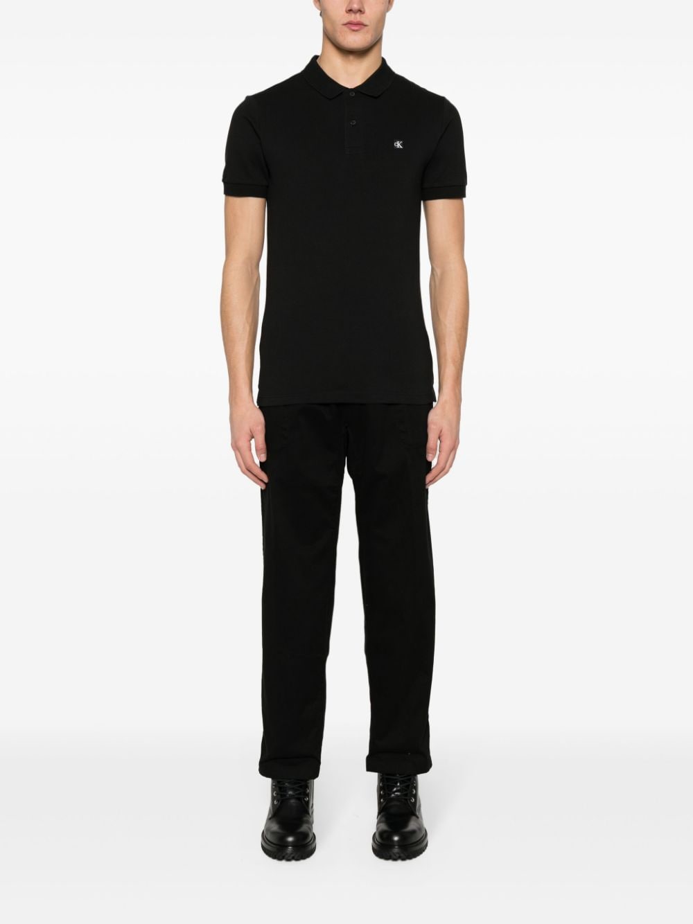 Shop Calvin Klein Jeans Est.1978 Logo-patch Polo Shirt In Black