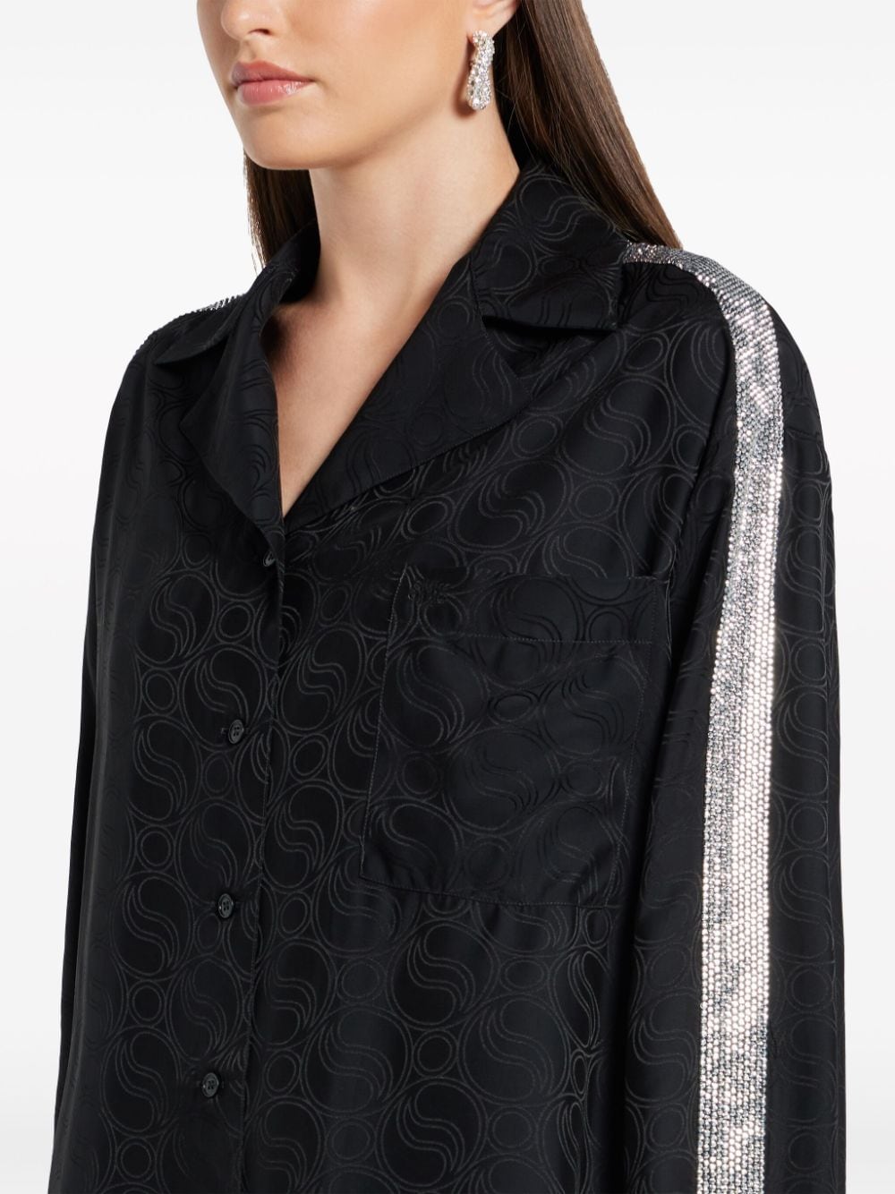 Shop Stella Mccartney S-wave Rhinestone-embellished Shirt In Black