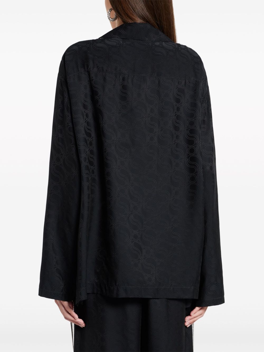 Shop Stella Mccartney S-wave Rhinestone-embellished Shirt In Black