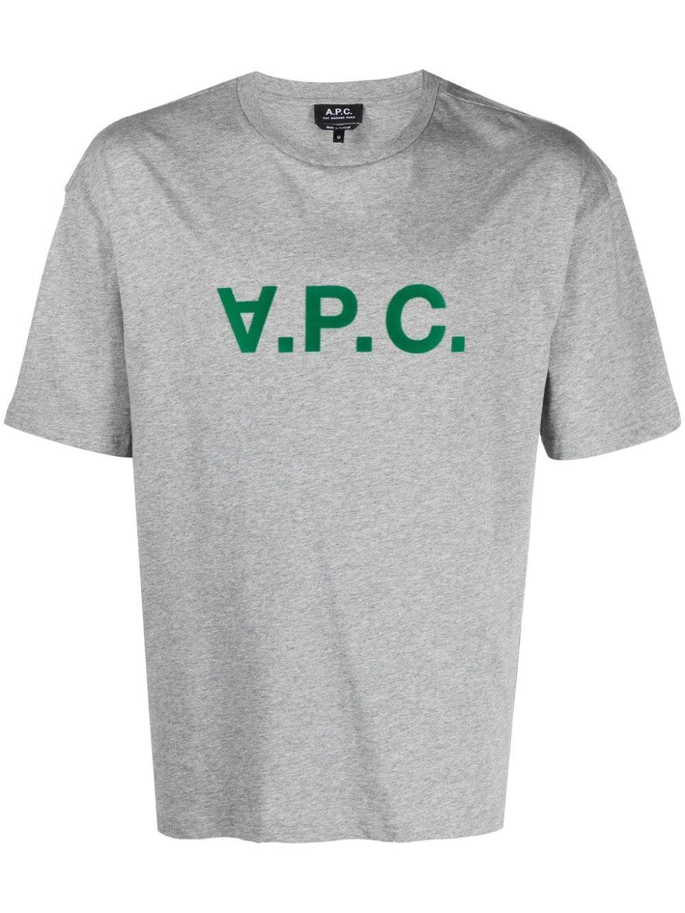 Shop Apc River Logo-flocked T-shirt In Grey