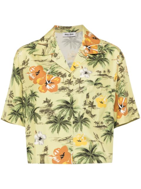 Miu Miu graphic-print silk shirt Women