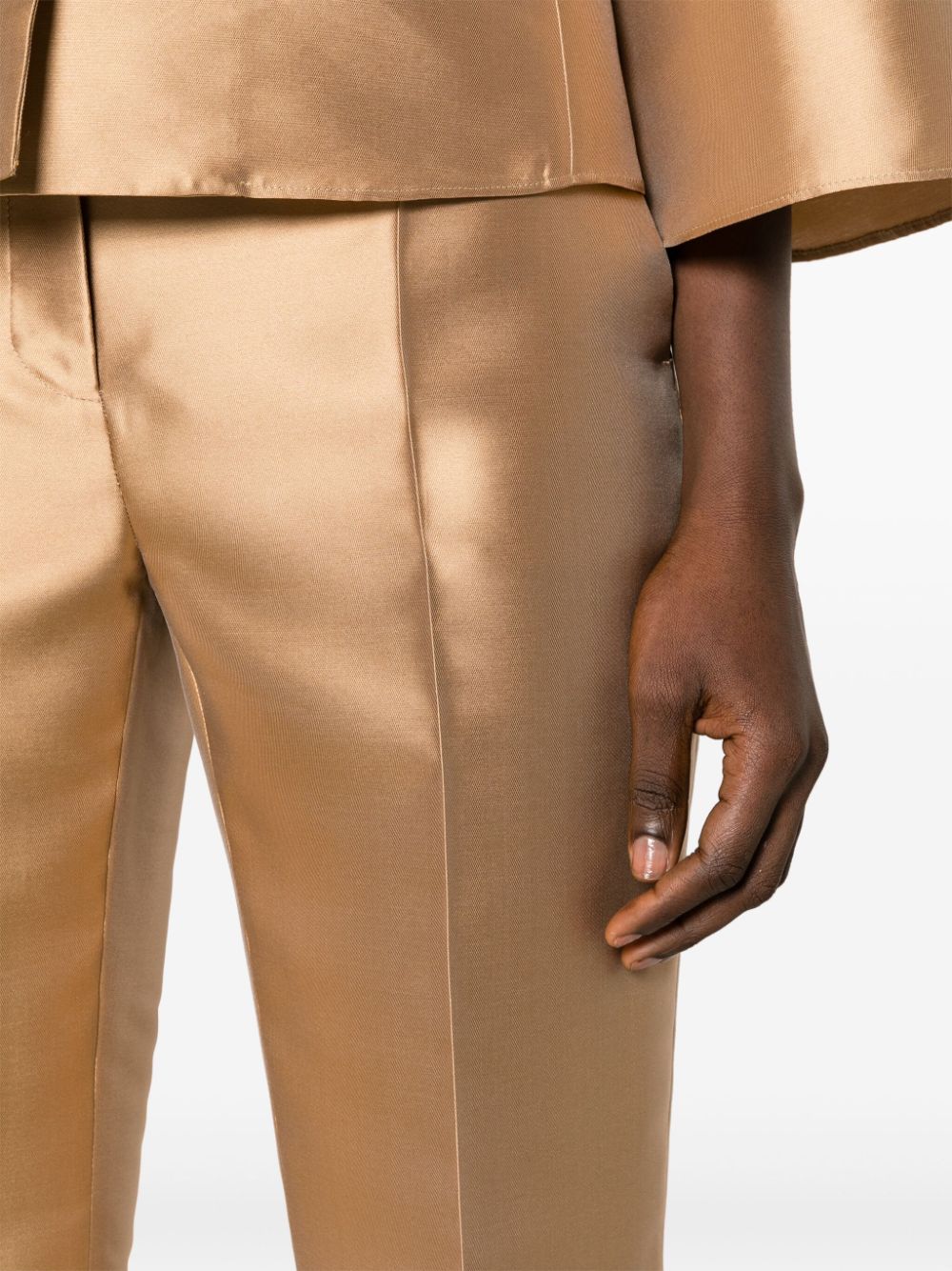 Shop Alberta Ferretti Mikado Mid-rise Tailored Trousers In Neutrals