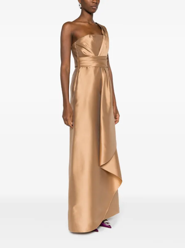 【関税込み】A FERRETTI Mikado longuette dress Alberta Ferretti Mikado Maxi Dress | Neutrals | FARFETCH