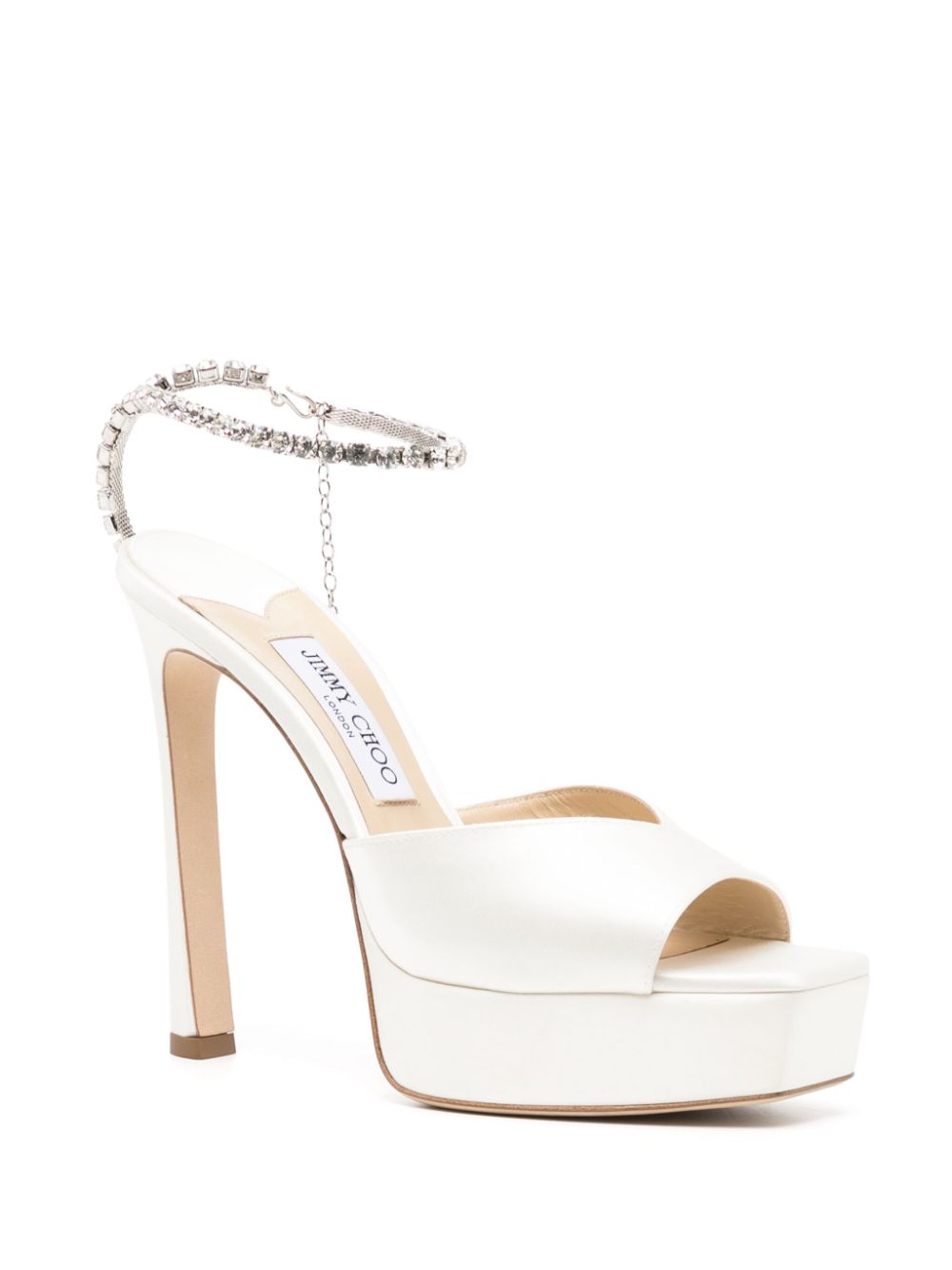 Jimmy Choo Saeda 125mm satijnen sandalen - Wit