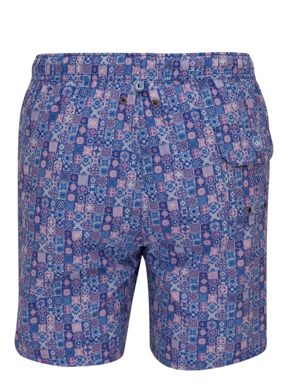Shop Peter Millar Mosaic Madness Swimming Trunks In Blue