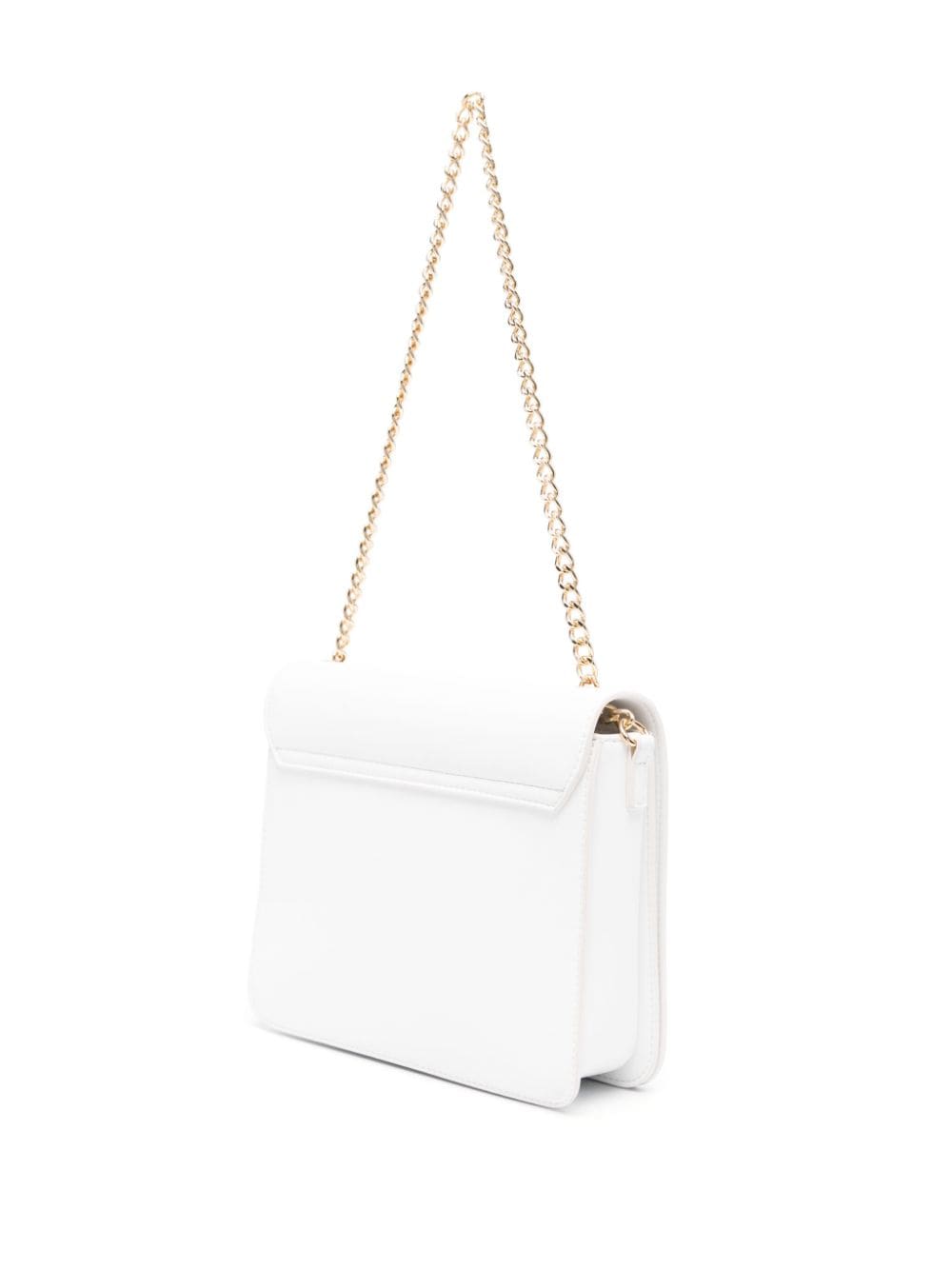 Shop Love Moschino Gem-embellished Shoulder Bag In White