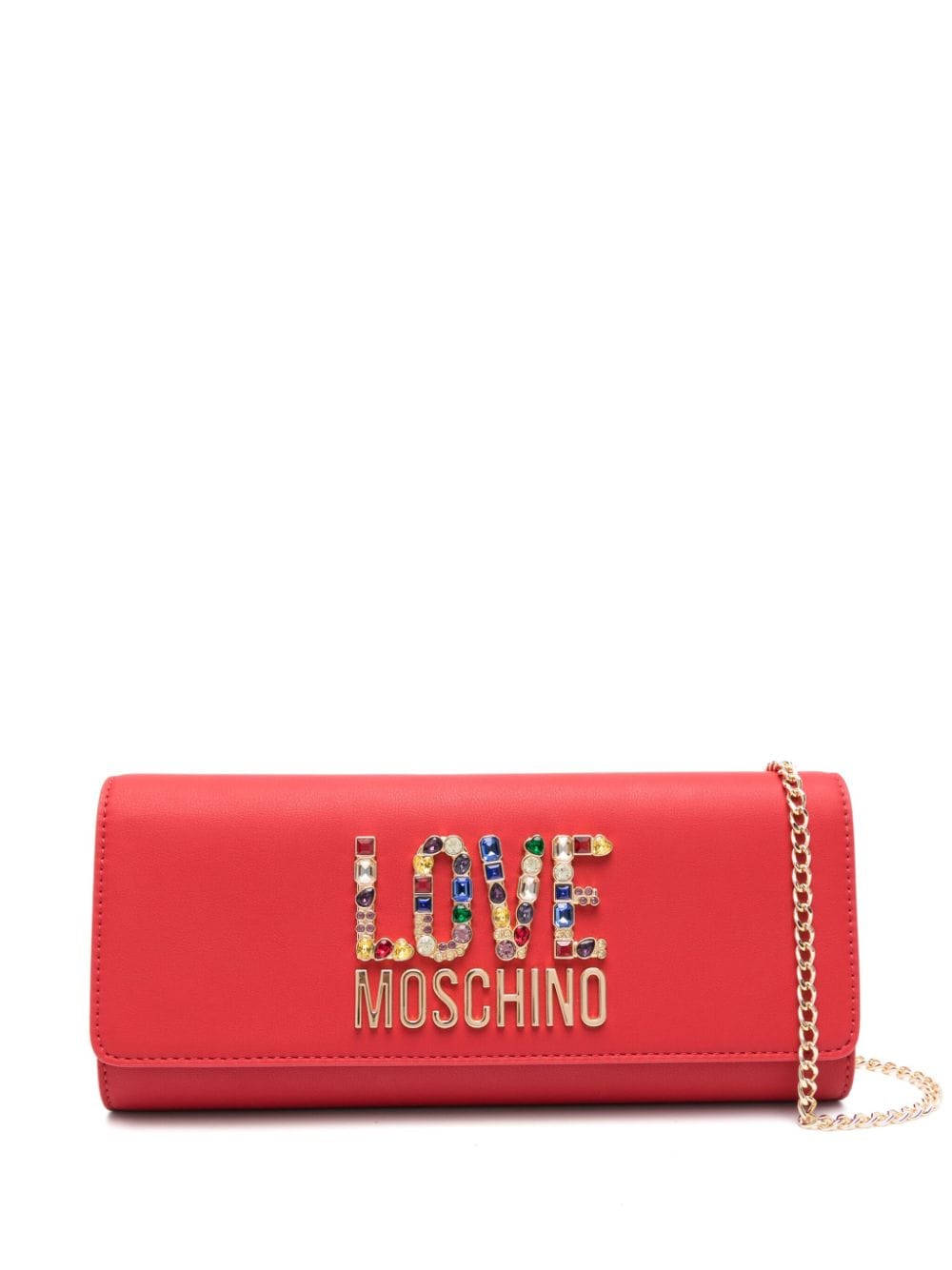 Love Moschino Logo-lettering Clutch Bag In Red