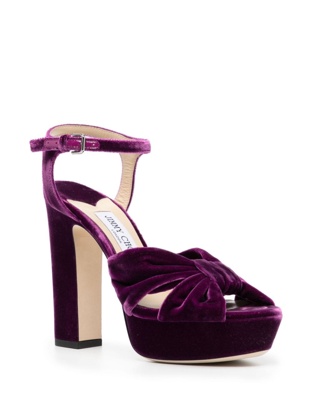 Shop Jimmy Choo Heloise 120mm Velvet Sandals In Purple