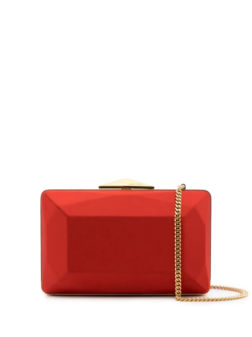 Shop Jimmy Choo Diamond Two-tone Satin Clutch In Red