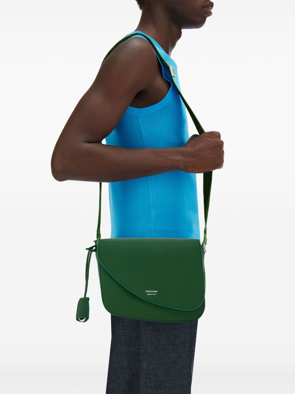 Shop Ferragamo Medium Shoulder Bag In Green
