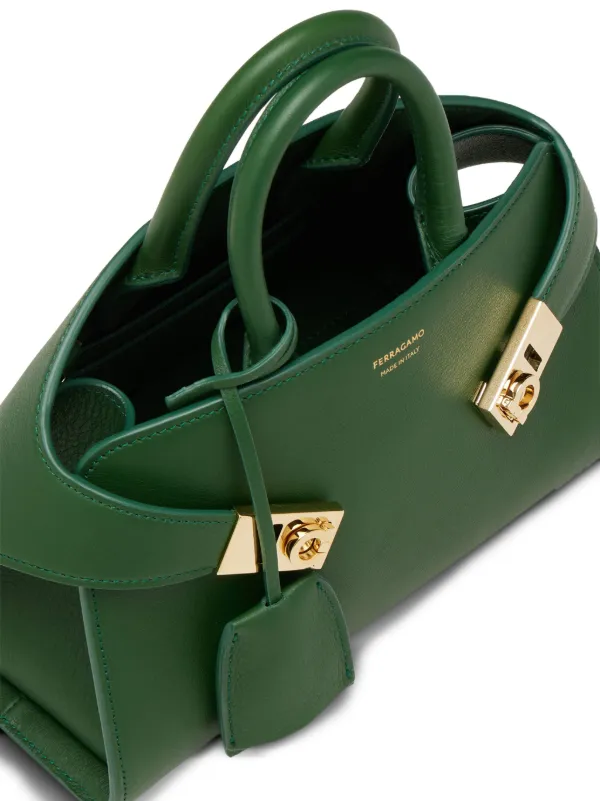 Ferragamo Mini Hug Leather Tote Bag | Green | FARFETCH