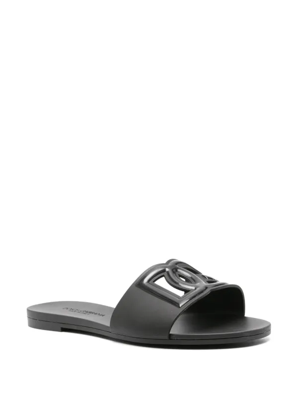 Dolce Gabbana logo embossed cut out Slides Black FARFETCH AU