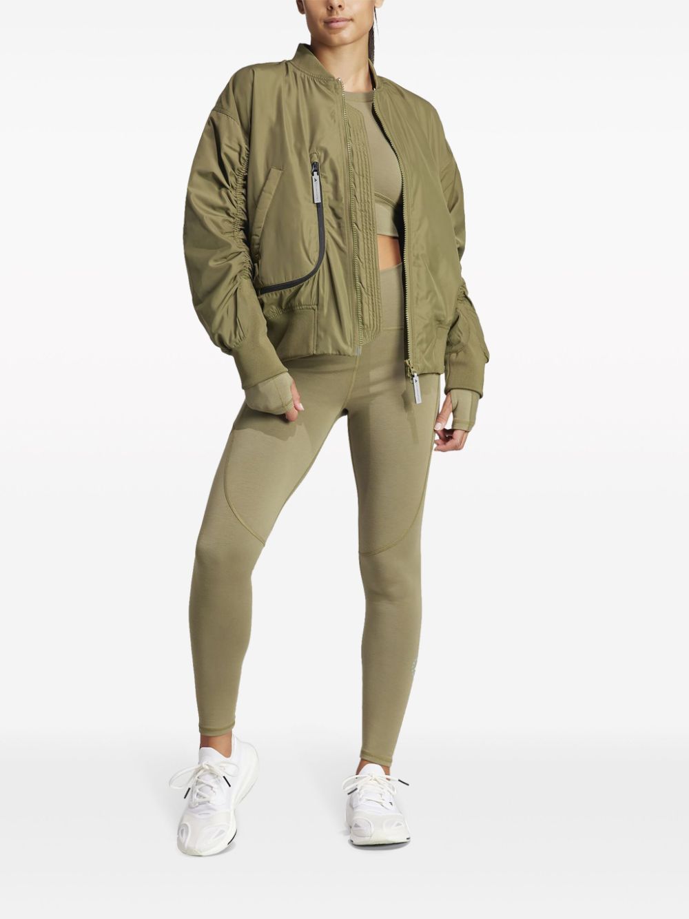 Shop Adidas By Stella Mccartney Logo-print Bomber Jacket In Green