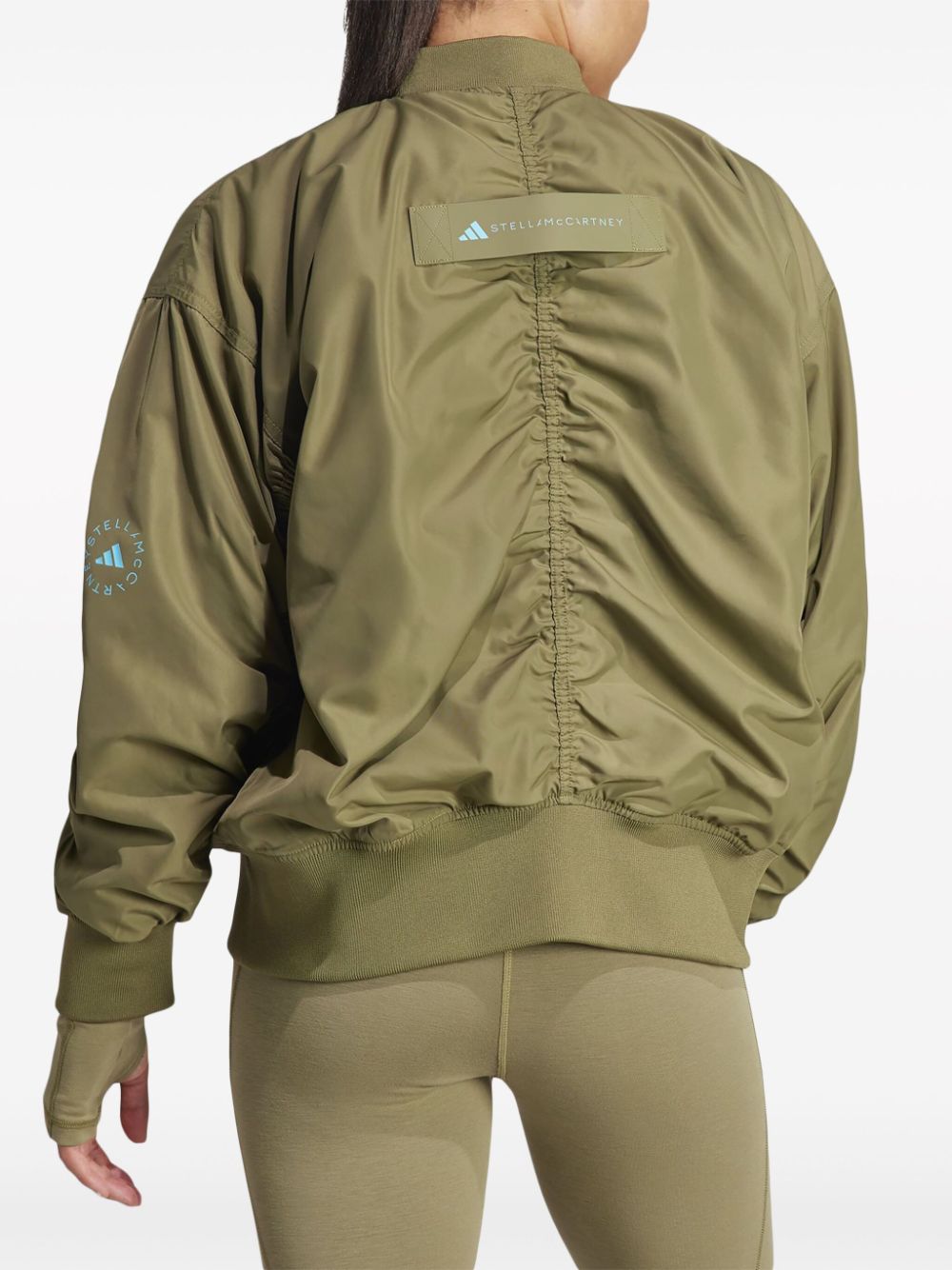Shop Adidas By Stella Mccartney Logo-print Bomber Jacket In Green