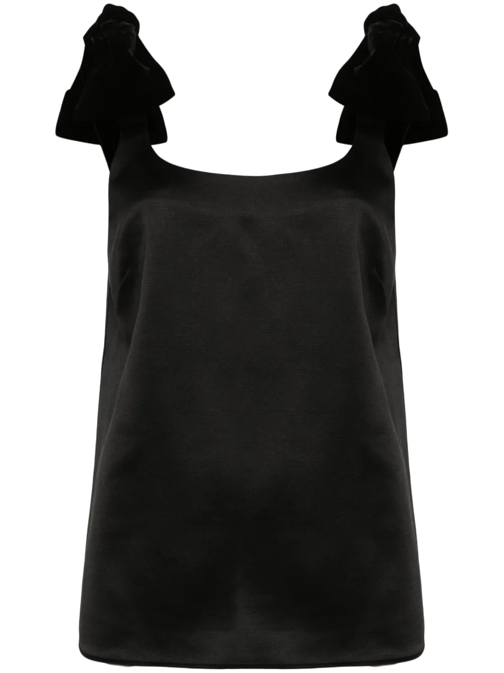 CHLOÉ VELVET-BOW SATIN TANK TOP