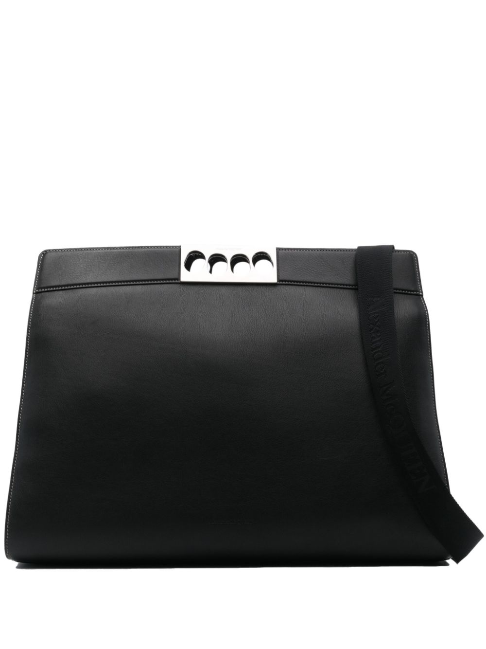Alexander Mcqueen The Grip 24h Leather Bag In Black