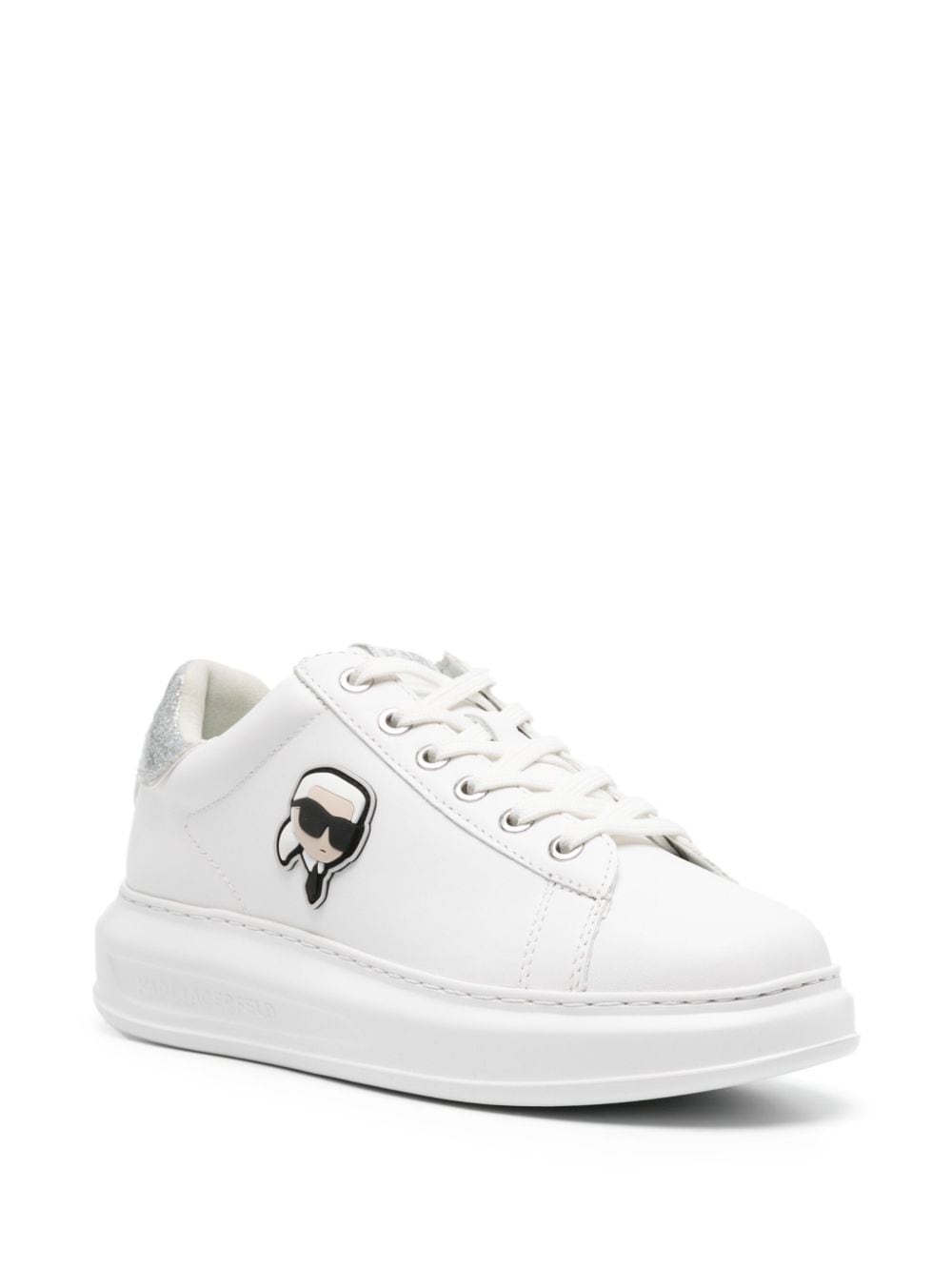 Shop Karl Lagerfeld K/ikonik Kapri Leather Sneakers In White