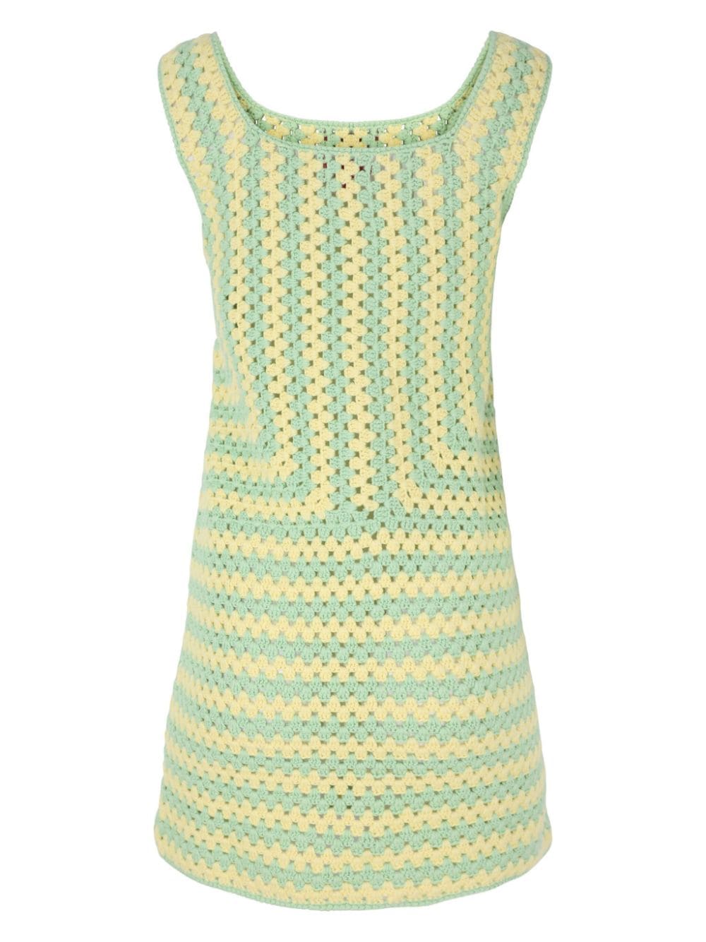 Shop Staud Psychedelic Crochet-knit Dress In Green