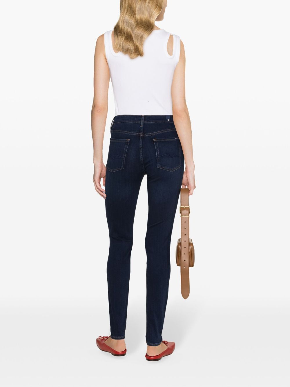 Shop 7 For All Mankind Illusion Luxe Mid-rise Skinny Jeans In Blue