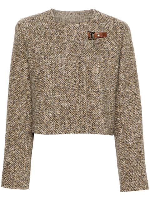 Chloé engraved-buckle embellished tweed jacket