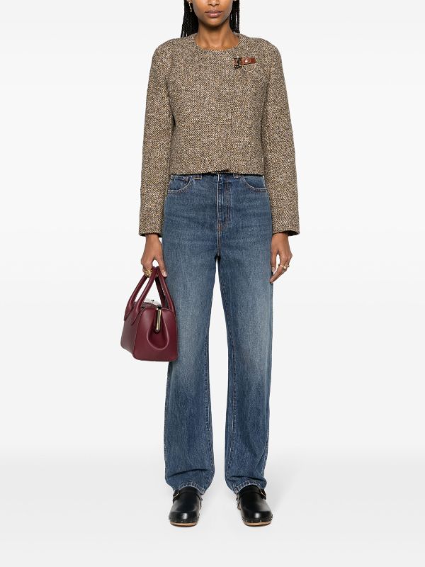 Chloé engraved-buckle Embellished Tweed Jacket - Farfetch