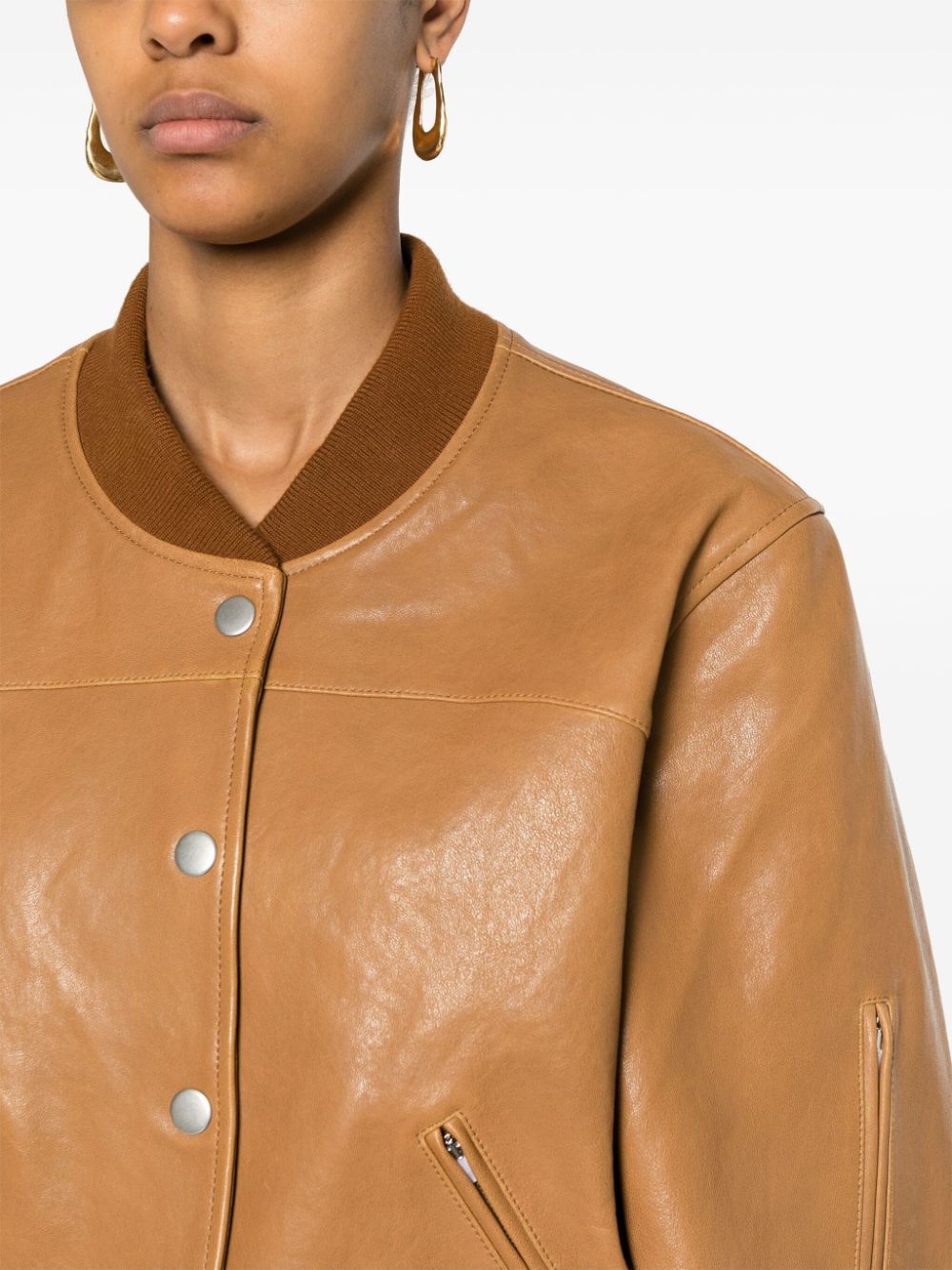 Shop Isabel Marant Adriel Leather Jacket In Brown