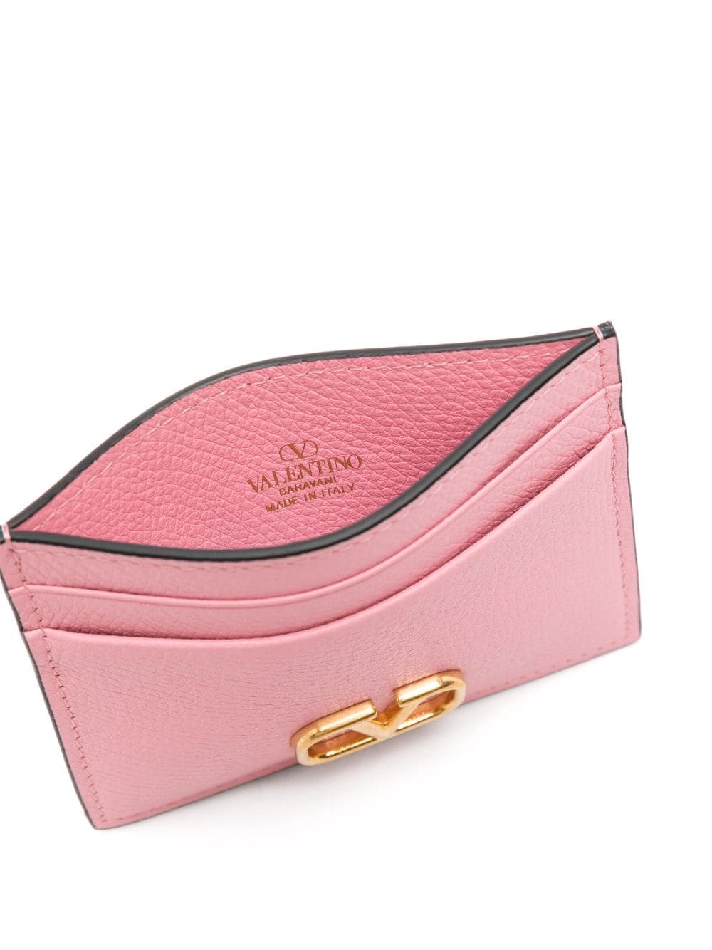 Shop Valentino Vlogo Signature Leather Cardholder In Pink