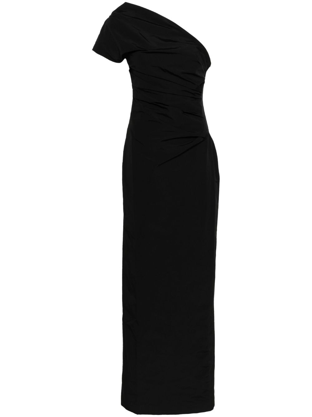 16arlington Reatta One-shoulder Taffeta Gown In Black
