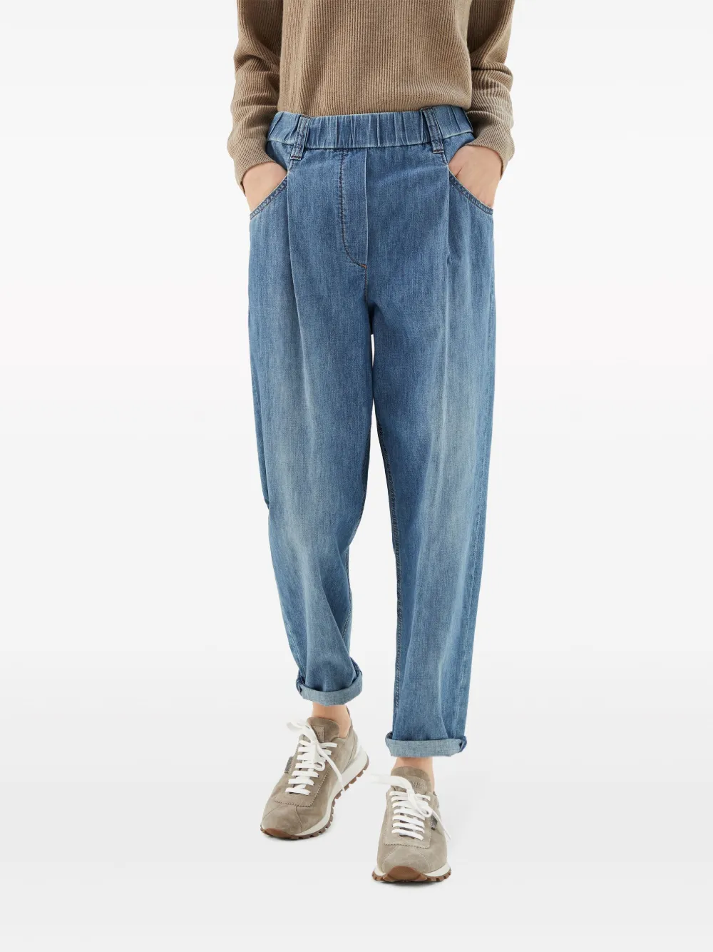 Brunello Cucinelli Elasticated Waistband Tapered Jeans