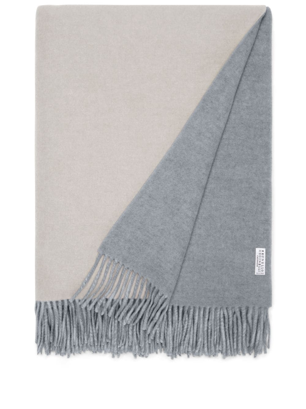 Brunello Cucinelli Frayed-edge Cashmere Blanket In Grey