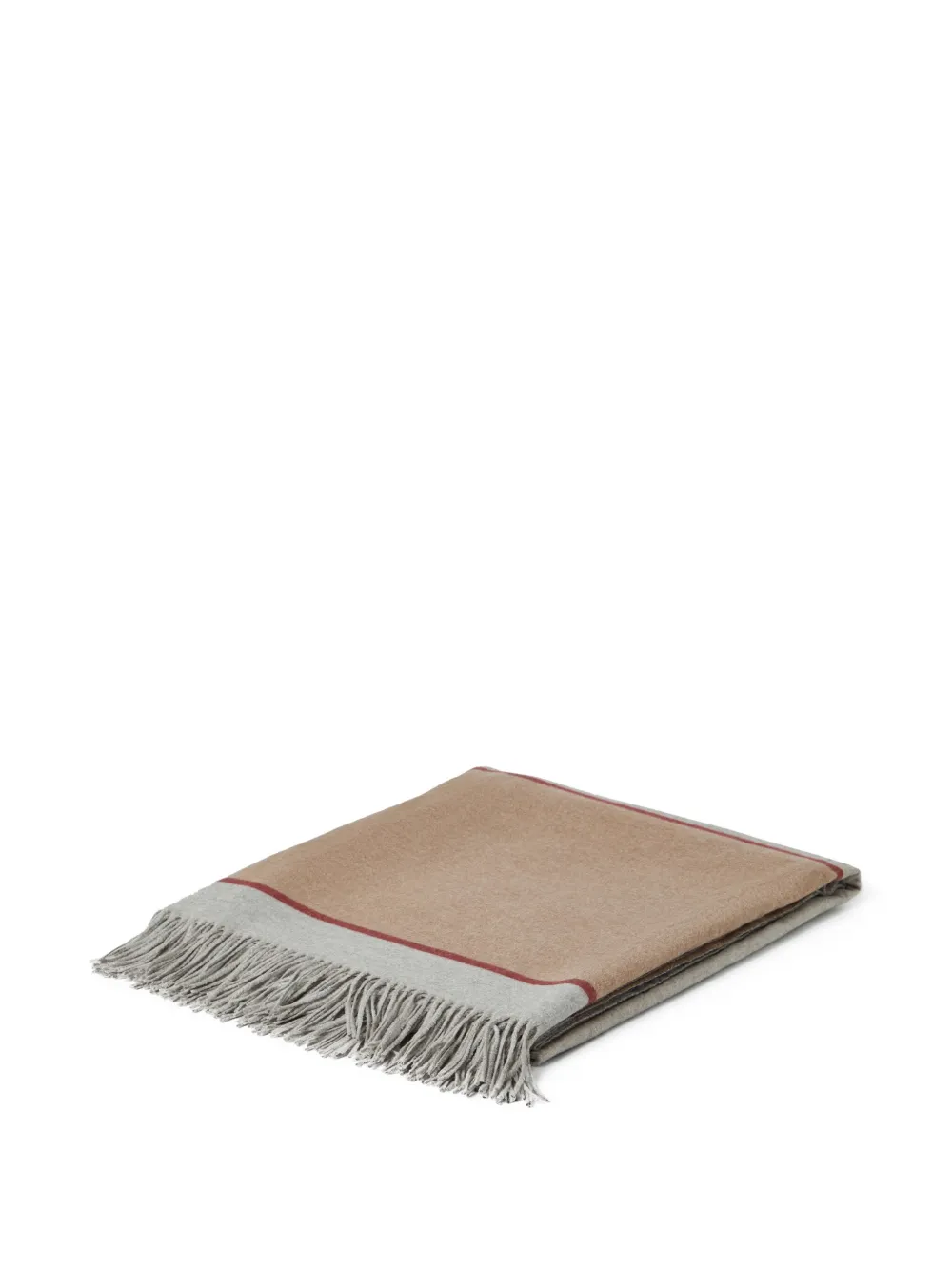 Shop Brunello Cucinelli Fringed Colour-block Silk Blanket In Neutrals