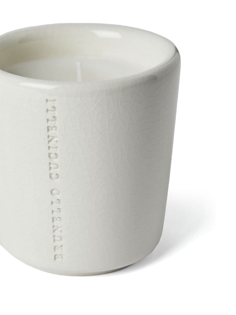 Shop Brunello Cucinelli Logo-embossed Wax Candle In White