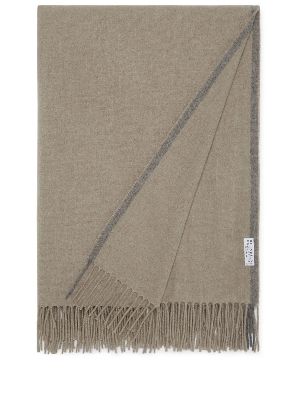 Brunello Cucinelli Fringed-hem Cashmere Blanket In Brown