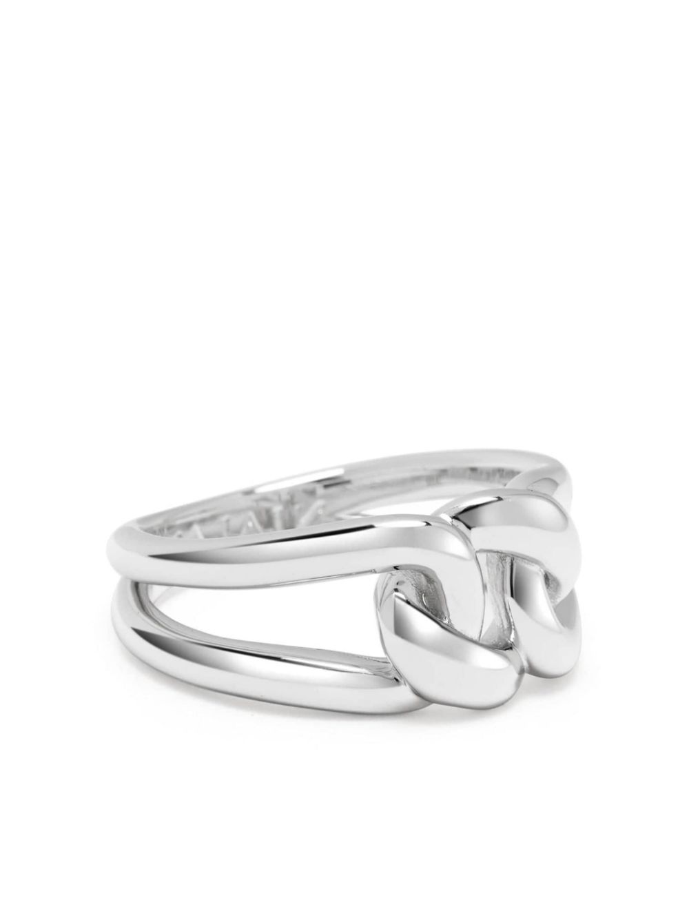 Nialaya Jewelry logo-engraved knotted ring - Silver