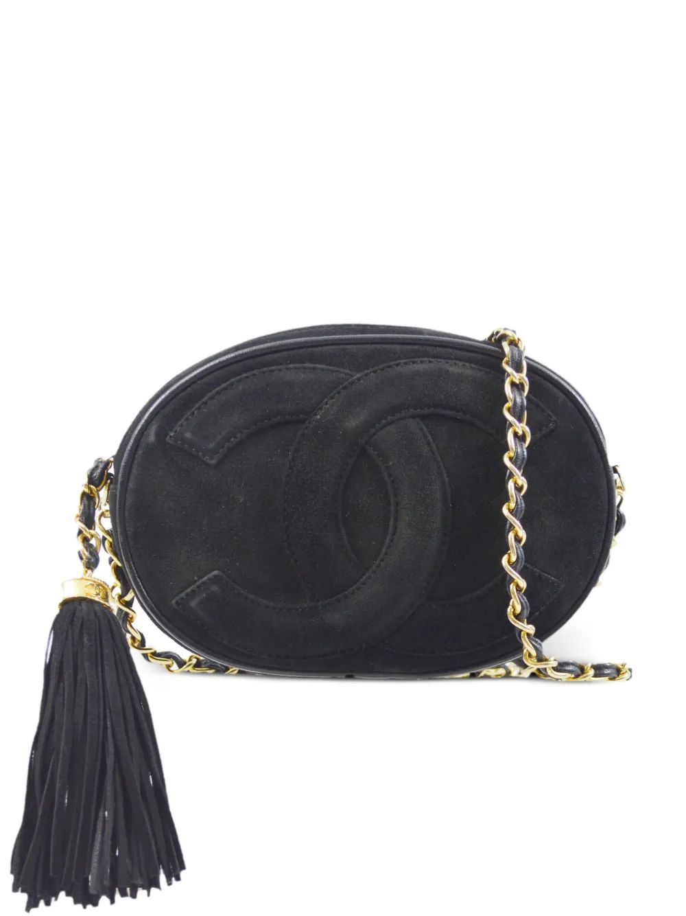 Pre-owned Chanel 1990 Fringe Shoulder Bag In Black